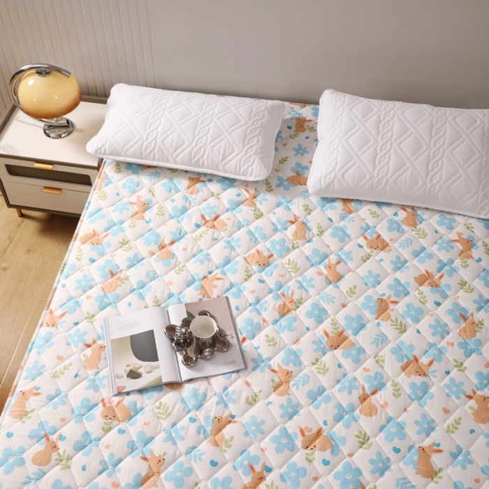 91家纺网 家纺一手货源 找家纺 豪选2025新款全棉防水床笠 欢乐蓝兔