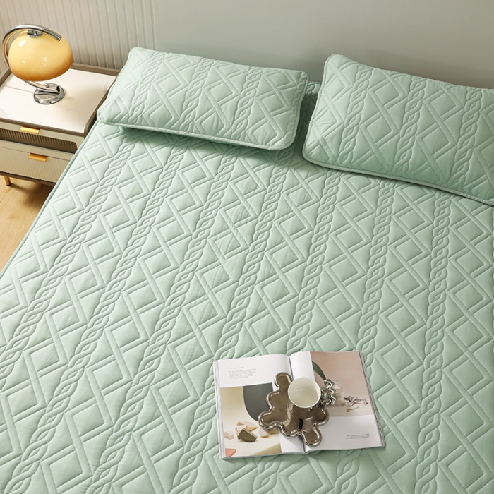 91家纺网 家纺一手货源 找家纺 豪选2025新款全棉防水床笠 浅水绿