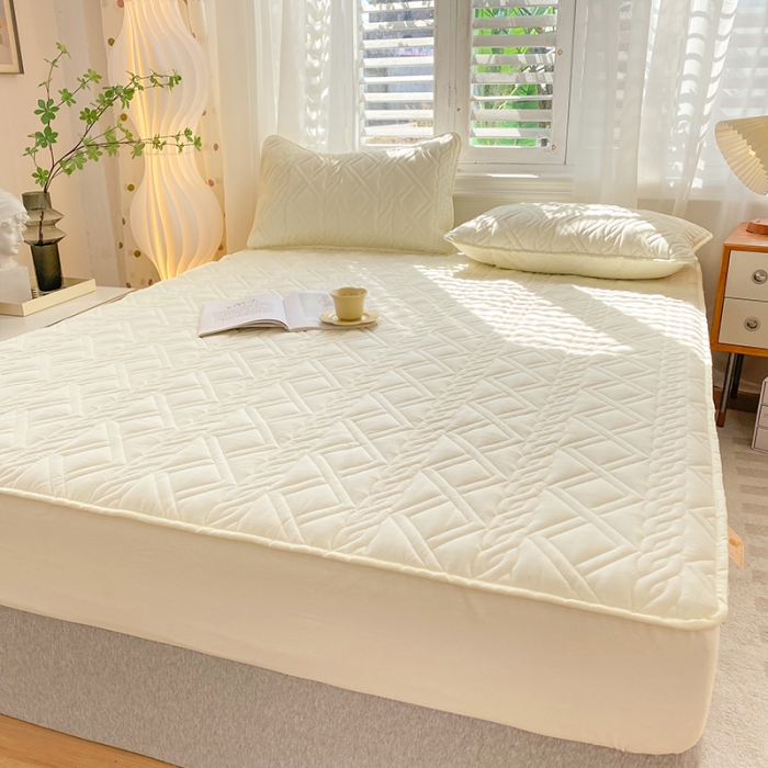 91家纺网 家纺一手货源 找家纺 豪选2025新款全棉防水床笠 米黄色