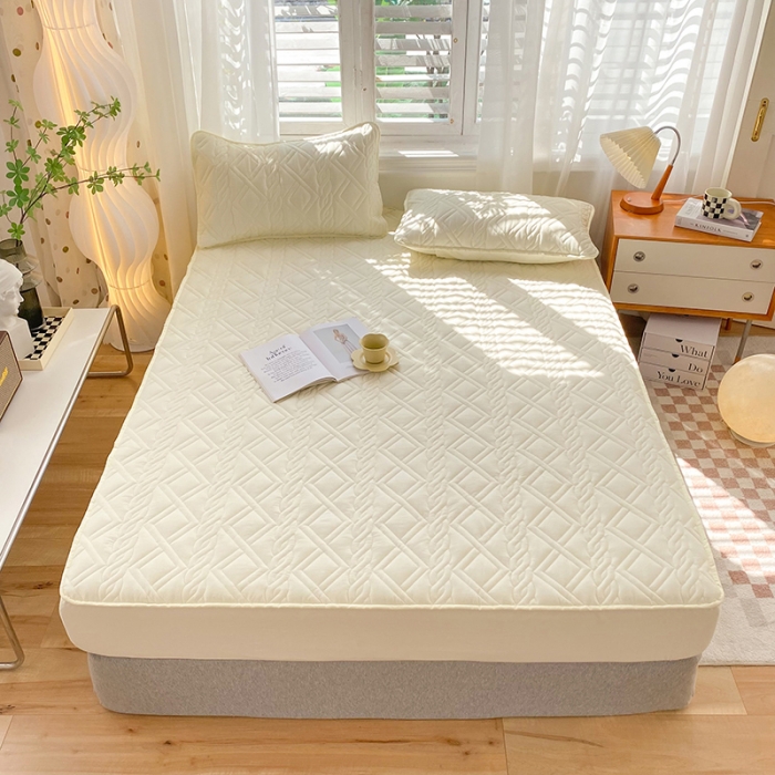 91家纺网 家纺一手货源 找家纺 豪选2025新款全棉防水床笠 米黄色