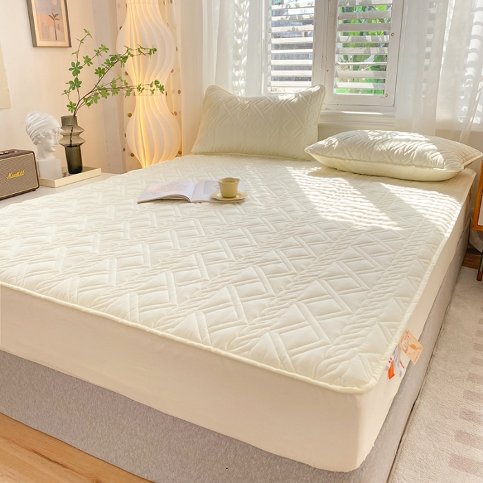 91家纺网 家纺一手货源 找家纺 豪选2025新款全棉防水床笠 米黄色