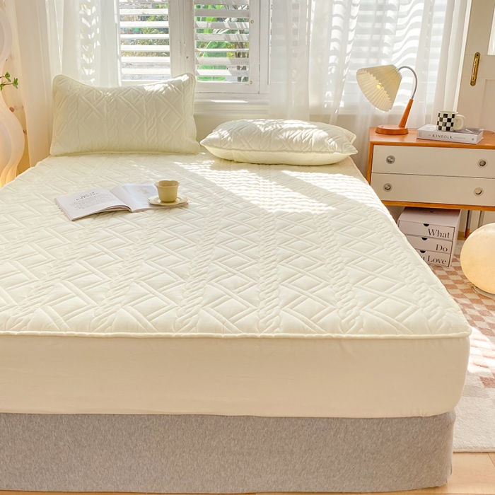 91家纺网 家纺一手货源 找家纺 豪选2025新款全棉防水床笠 米黄色