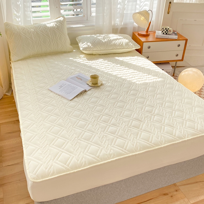 91家纺网 家纺一手货源 找家纺 豪选2025新款全棉防水床笠 米黄色