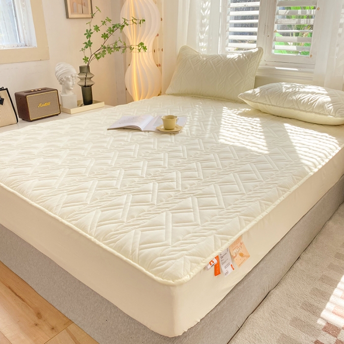 91家纺网 家纺一手货源 找家纺 豪选2025新款全棉防水床笠 米黄色