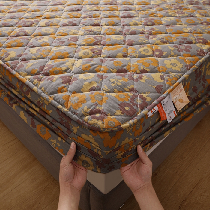 91家纺网 家纺一手货源 找家纺 豪选2025新款全棉防水床笠 蓝底花