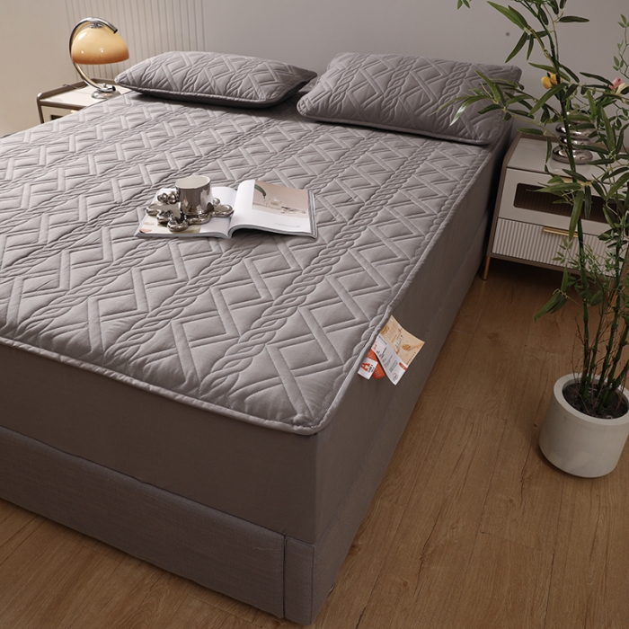 91家纺网 家纺一手货源 找家纺 豪选2025新款全棉防水床笠 雅致灰