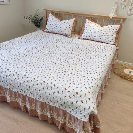 91家纺网 家纺一手货源 找家纺 舒居 2023新款A类水洗棉麻大花边床盖床单 小郁金香