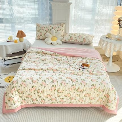 91家纺网 家纺一手货源 找家纺 梦初语 2023新款水洗棉棉花夏被 花开曼舞