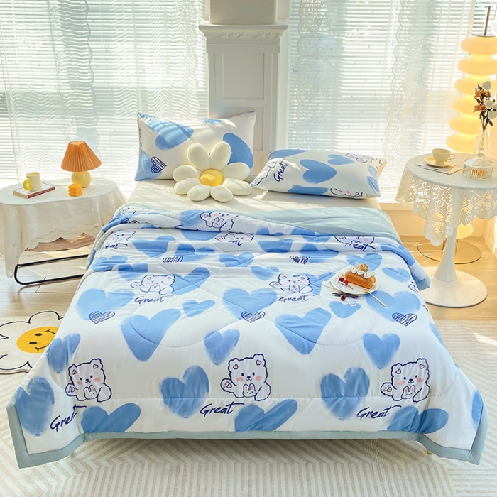 91家纺网 家纺一手货源 找家纺 梦初语 2023新款水洗棉棉花夏被 开心小熊