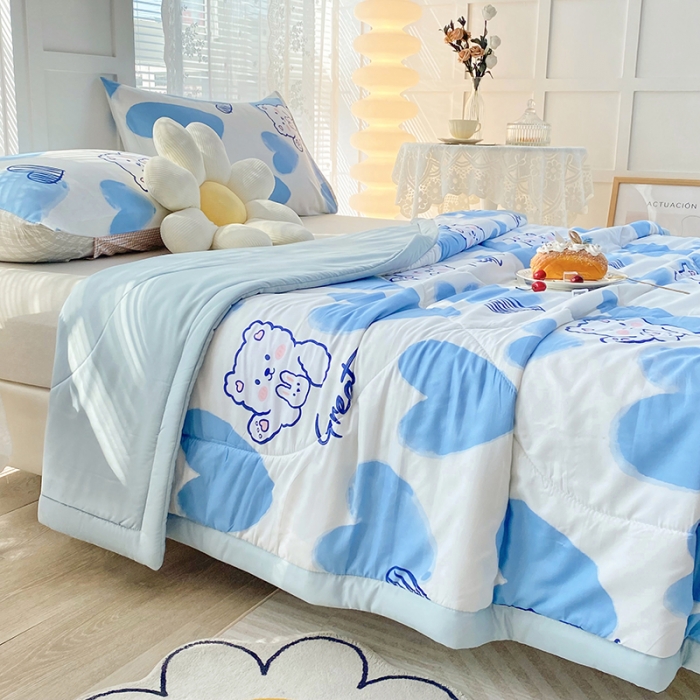 91家纺网 家纺一手货源 找家纺 梦初语 2023新款水洗棉棉花夏被 开心小熊