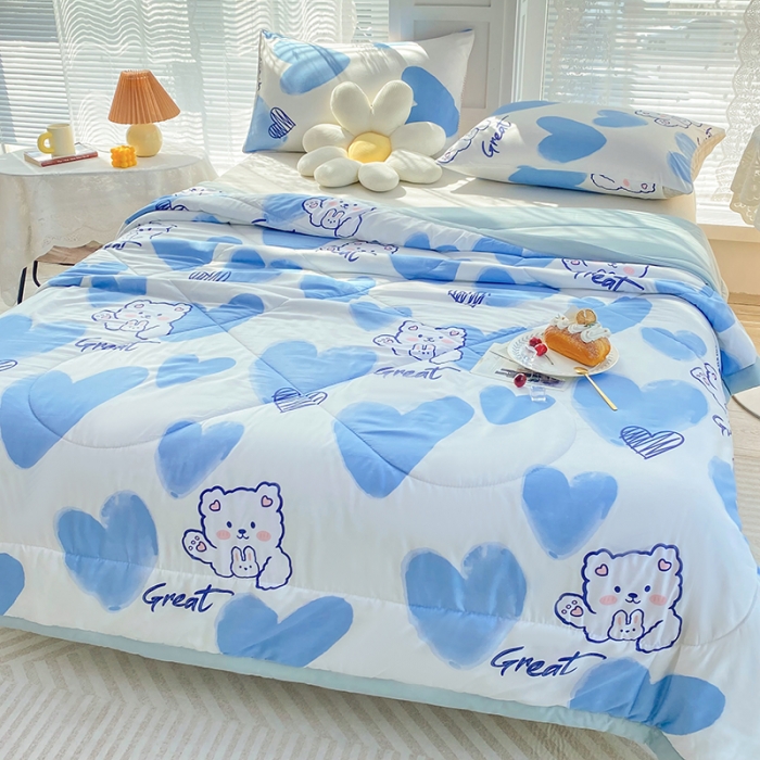 91家纺网 家纺一手货源 找家纺 梦初语 2023新款水洗棉棉花夏被 开心小熊