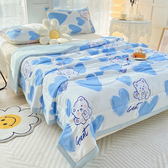 91家纺网 家纺一手货源 找家纺 梦初语 2023新款水洗棉棉花夏被 开心小熊