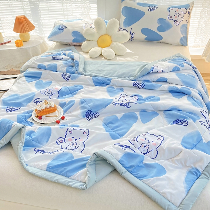 91家纺网 家纺一手货源 找家纺 梦初语 2023新款水洗棉棉花夏被 开心小熊