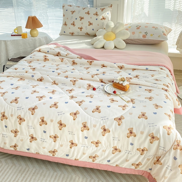 91家纺网 家纺一手货源 找家纺 梦初语 2023新款水洗棉棉花夏被 快乐家园