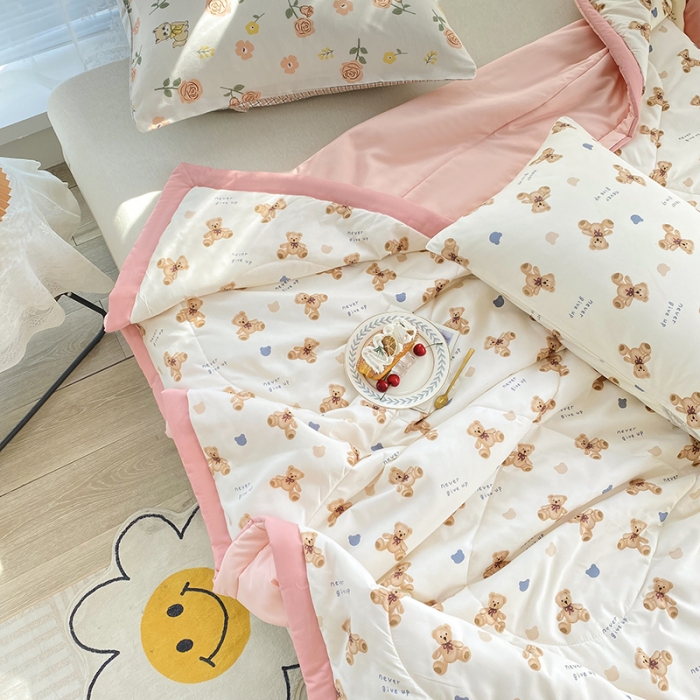 91家纺网 家纺一手货源 找家纺 梦初语 2023新款水洗棉棉花夏被 快乐家园