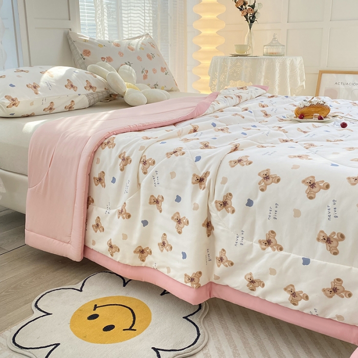 91家纺网 家纺一手货源 找家纺 梦初语 2023新款水洗棉棉花夏被 快乐家园