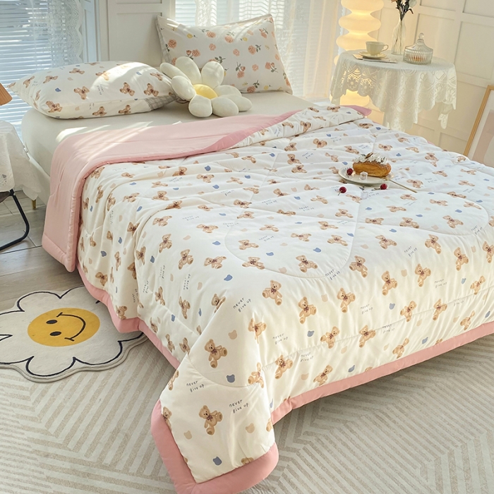 91家纺网 家纺一手货源 找家纺 梦初语 2023新款水洗棉棉花夏被 快乐家园