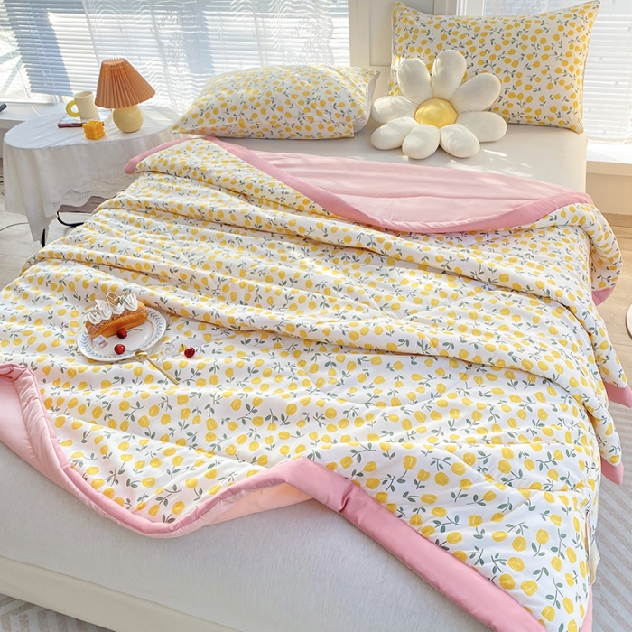 91家纺网 家纺一手货源 找家纺 梦初语 2023新款水洗棉棉花夏被 清新派