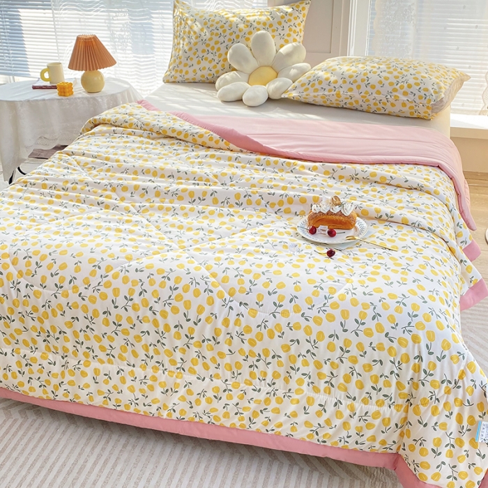 91家纺网 家纺一手货源 找家纺 梦初语 2023新款水洗棉棉花夏被 清新派