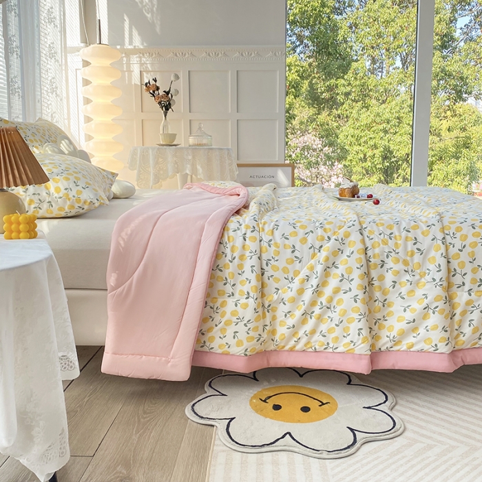 91家纺网 家纺一手货源 找家纺 梦初语 2023新款水洗棉棉花夏被 清新派