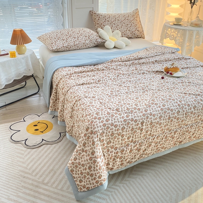 91家纺网 家纺一手货源 找家纺 梦初语 2023新款水洗棉棉花夏被 迎春花开