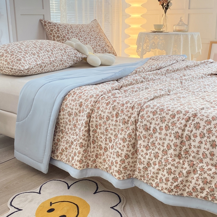 91家纺网 家纺一手货源 找家纺 梦初语 2023新款水洗棉棉花夏被 迎春花开