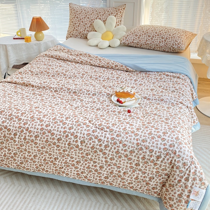 91家纺网 家纺一手货源 找家纺 梦初语 2023新款水洗棉棉花夏被 迎春花开