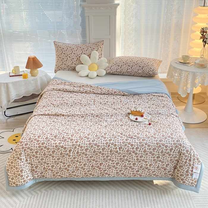 91家纺网 家纺一手货源 找家纺 梦初语 2023新款水洗棉棉花夏被 迎春花开