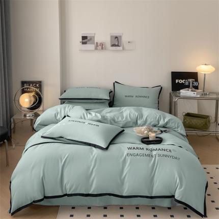 眠帛家居2023新款A类气质极简水洗棉四件套 繁星蓝