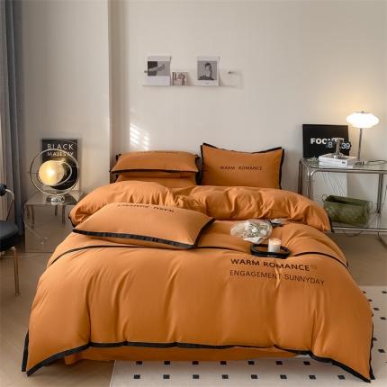 眠帛家居2023新款A类气质极简水洗棉四件套 焦糖