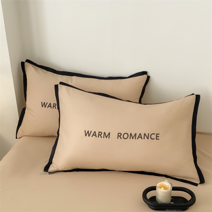 91家纺网 家纺一手货源 找家纺 眠帛家居2023新款A类气质极简水洗棉四件套 奶茶