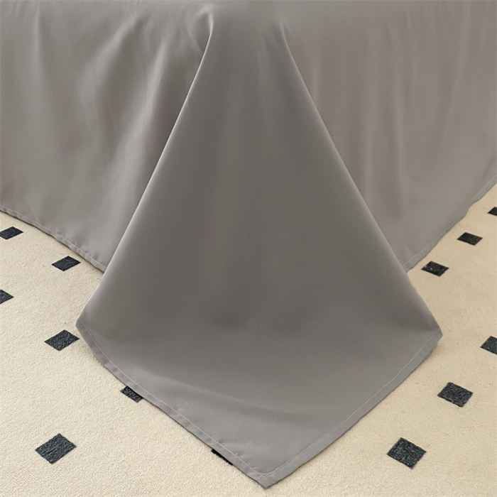 91家纺网 家纺一手货源 找家纺 眠帛家居2023新款A类气质极简水洗棉四件套 奶昔白浅灰