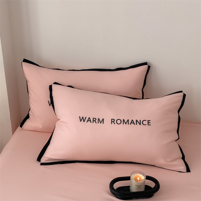 91家纺网 家纺一手货源 找家纺 眠帛家居2023新款A类气质极简水洗棉四件套 奶油粉