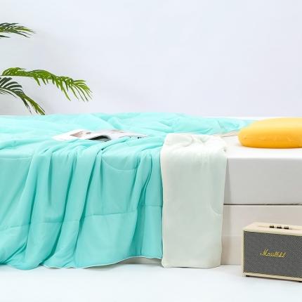 91家纺网 家纺一手货源 找家纺 蓝冰家纺2023新款素色凉感丝夏被 湖水蓝