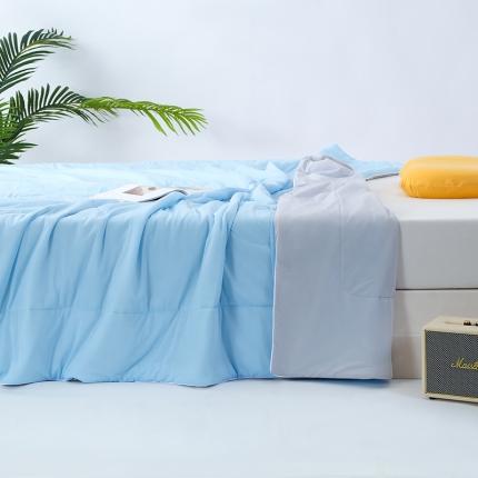 91家纺网 家纺一手货源 找家纺 蓝冰家纺2023新款素色凉感丝夏被 天蓝色