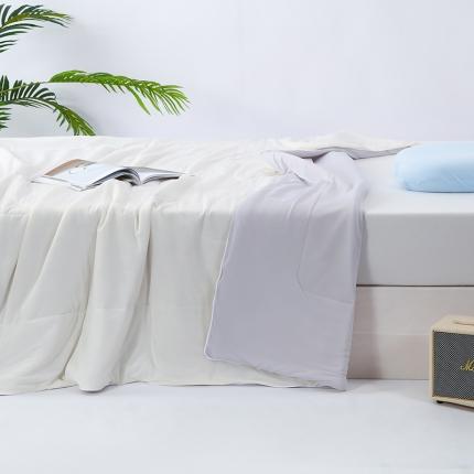 91家纺网 家纺一手货源 找家纺 蓝冰家纺2023新款素色凉感丝夏被 象牙白