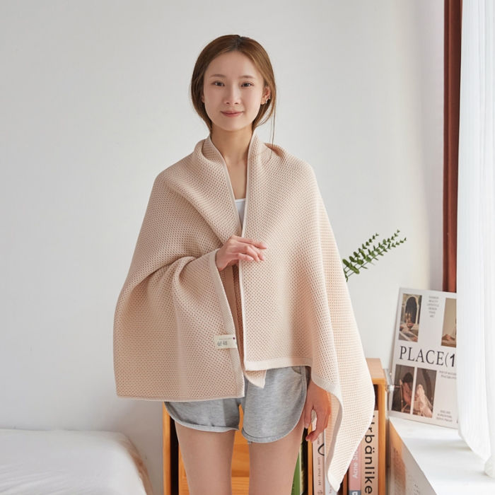 91家纺网 家纺一手货源 找家纺 乐家毛巾被2023新款蜂窝浴巾 茶白