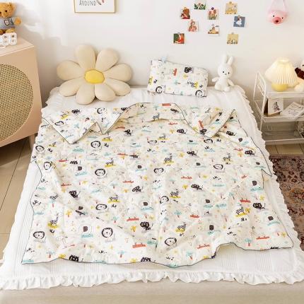 91家纺网 家纺一手货源 找家纺 十九色2024新款ins全棉儿童夏被 动物世界
