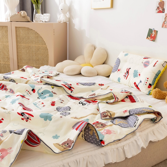 91家纺网 家纺一手货源 找家纺 十九色2024新款ins全棉儿童夏被 游乐场