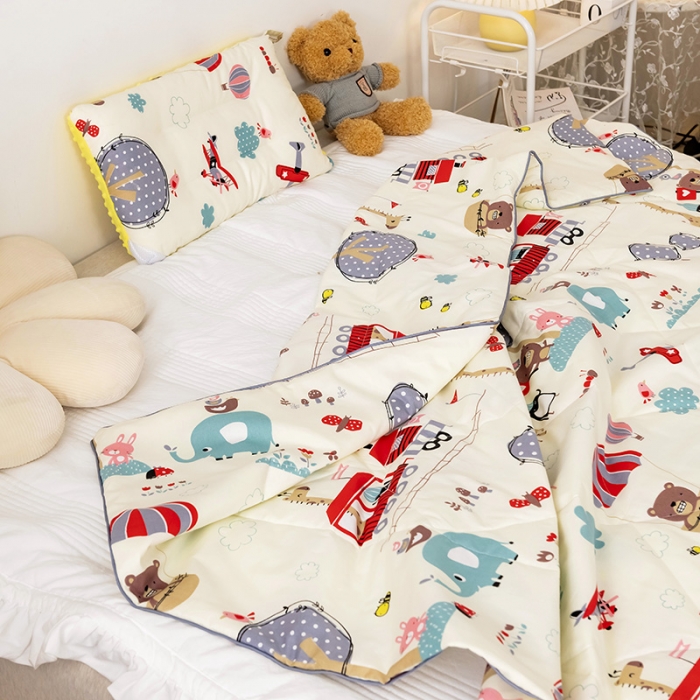 91家纺网 家纺一手货源 找家纺 十九色2024新款ins全棉儿童夏被 游乐场