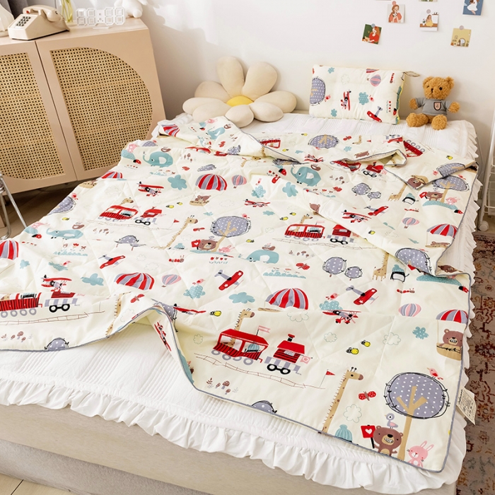 91家纺网 家纺一手货源 找家纺 十九色2024新款ins全棉儿童夏被 游乐场