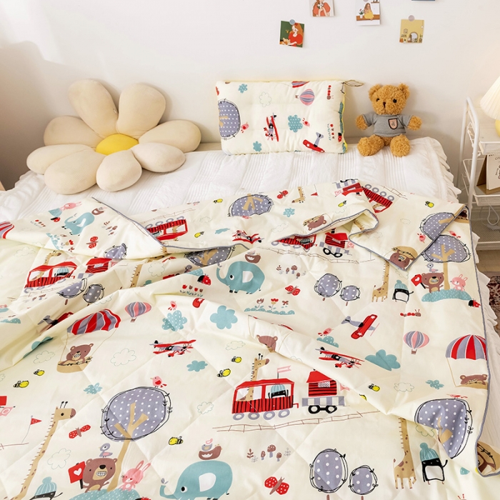 91家纺网 家纺一手货源 找家纺 十九色2024新款ins全棉儿童夏被 游乐场