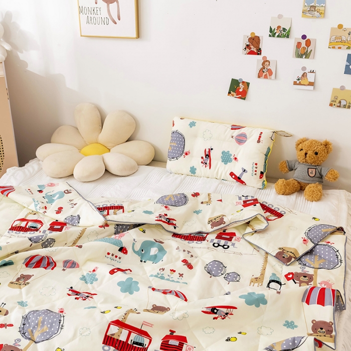 91家纺网 家纺一手货源 找家纺 十九色2024新款ins全棉儿童夏被 游乐场