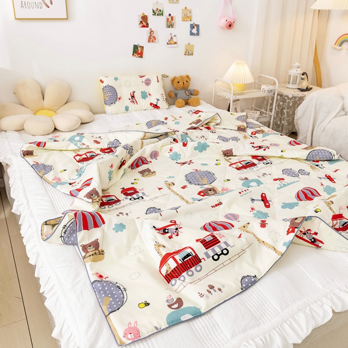 91家纺网 家纺一手货源 找家纺 十九色2024新款ins全棉儿童夏被 游乐场