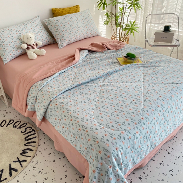 91家纺网 家纺一手货源 找家纺 （总）瑜珠 2025新款A类水洗棉麻双层纱夏凉被空调被子被芯夏被