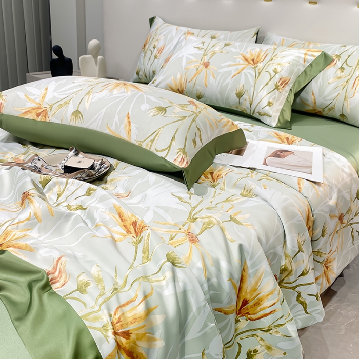 91家纺网 家纺一手货源 找家纺 （总）澳梵家居 2023新款3M工艺雪莲天丝夏被四件套