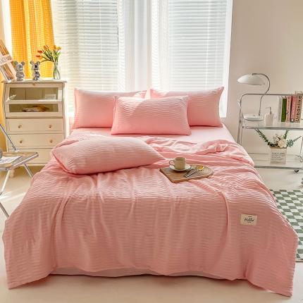 91家纺网 家纺一手货源 找家纺 (总)斯卡诺 2025针织泡泡纱夏被四件套简约纯色夏被空调被水洗棉夏被四件套