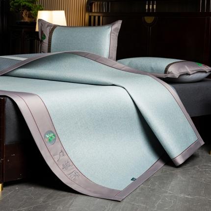 91家纺网 家纺一手货源 找家纺 （总）简一家纺  2024新款艾草冰藤席艾草凉席 配皮革手提包装