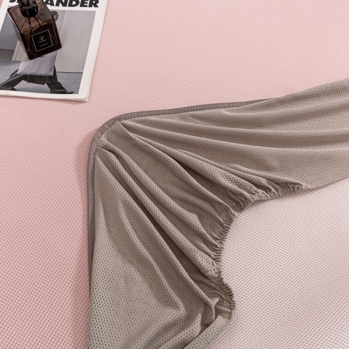 91家纺网 家纺一手货源 找家纺 简一2024新款小千鸟格蝶恋花系列抗菌凉席床笠款-蝶恋花抗菌席-粉色