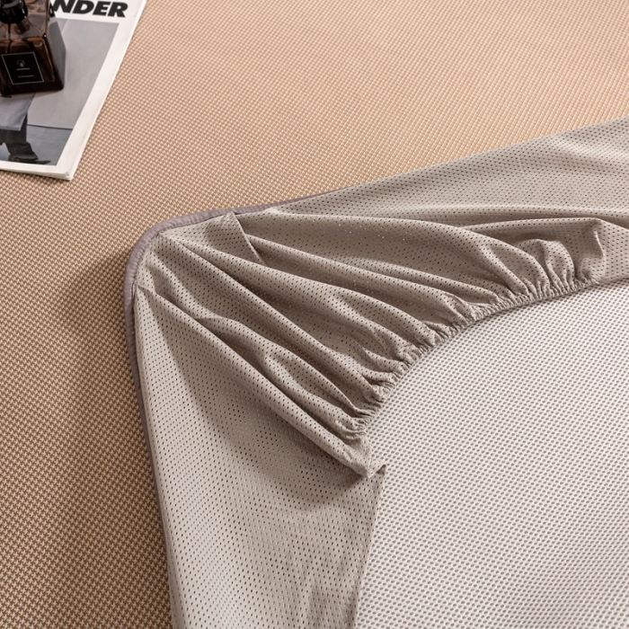 91家纺网 家纺一手货源 找家纺 简一2024新款小千鸟格蝶恋花系列抗菌凉席床笠款-蝶恋花抗菌席-咖色